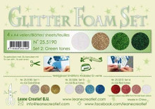Leane Creatief Glitter Foam 4 A4 Sheets- Glitter Green Tones