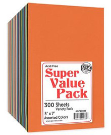 Variety Pack 300 Assorted 5" x 7" Super Value Pack Cardstock Assorted Colors Acid Free ADP99983