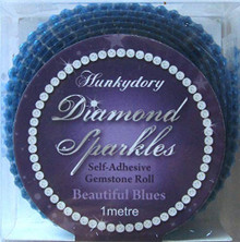Hunkydory Diamond Sparkles BEAUTIFUL BLUES Self-adhesive Gemstone Roll (1 meter of Connected 3mm gems)- Gem235
