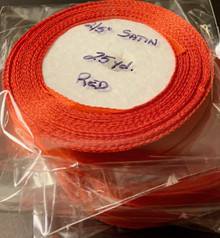 25 yd Satin Ribbon 2/5"RED Approx. 25-yards