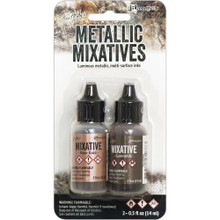 Ranger Tim Holtz Alcohol Ink Metallic Mixatives .5oz 2/Pkg- Rose Gold & Gunmetal