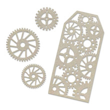 Couture Creations Chipboard Set- Steampunk- Tags and Gears 4 pc