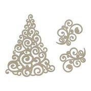 Couture Creations Chipboard Set- Swirling Christmas Tree- 3pc