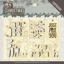 Find it Trading- Amy Design- Chipboard Set- Christmas Wishes - Text 9pc