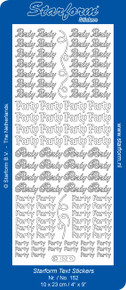 Starform Party Text Silver Peel Sticker 152 S