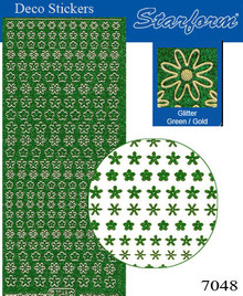 Starform GLITTER GREEN GOLD N7048 MINI FLOWERS Stickers Peel Outline