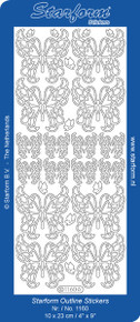 Starform ASIAN BUTTERFLIES 1160 SILVER Peel Stickers OUTLINE ORIENTAL