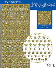 Starform GLITTER GOLD-SILVER N7048 MINI FLOWERS Stickers Peel Outline