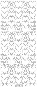 Starform GLITTER SILVER with GOLD N1139 HEARTS Stickers Peel Outline