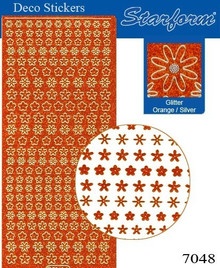 Starform GLITTER ORANGE SILVER N7048 MINI FLOWERS Stickers Peel Outline