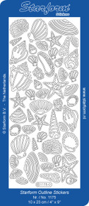 Starform Sea Shells Silver 1175 Outline Peel Stickers