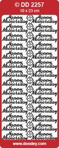 DOODEY DD2257 BLACK Happy Mothersday Peel Stickers One 9x4 Sheet