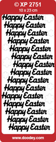 DOODEY XP2751 Transparent Silver HAPPY EASTER Text Stickers Peel Outline