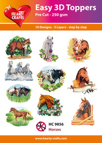 Easy 3D-Toppers Horses - 10 Large Toppers 3-Layers Each 8x8cm for Card Making