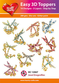 Hearty Crafts- Easy 3D Toppers Jewel Dragonflies- 10 designs