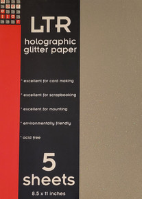 PaperCellar LTR Holographic glitter Silver 90 GSM, 5 Sheets 8.5x11