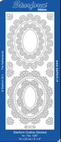 Starform Peel Stickers- Outline- Floral Oval Frame- Silver- 1287S