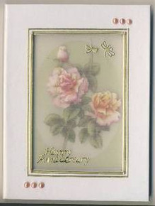 Framed Silk Window Greeting Card WHITE NOTE