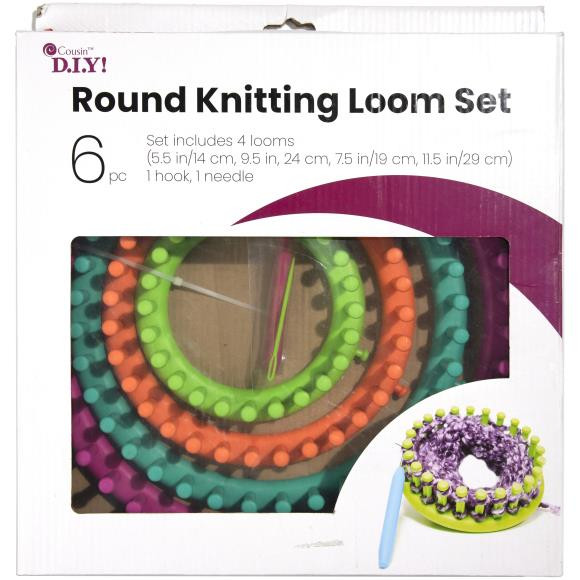 Cousin DIY Round Knitting Loom Set- 4 Looms, 1 Hook, & 1 Needle - Simply  Special Crafts