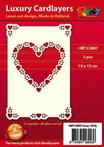 Luxury Cardlayers 3pc A6 Heart with Corners Ivory 10x15cm Laser-Cut Card