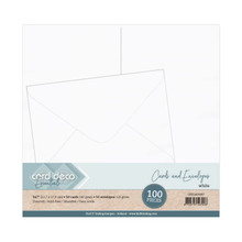 FIT- Card Deco Essentials 50 White Cards (240 gsm) and 50 White Envelopes (120 gsm)- 5"x7"