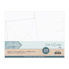 FIT- Card Deco Essentials 50 White Cards (240 gsm) and 50 White Envelopes (120 gsm)- Square 5.25 x 5.25