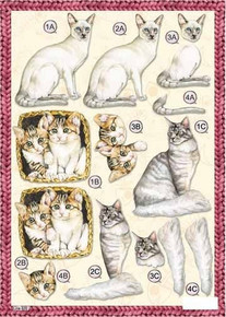 3-D ANIMAL DECOUPAGE 0620 CATS KITTENS Die Cut CARDSTOCK-WEIGHT