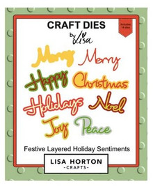 Lisa Horton Crafts- Festive Layered Holiday Sentiments Craft Dies- 14 dies