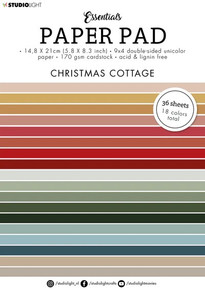 Studio Light Essentials Paper Pad 9x4 Double-Sided Unicolor Paper Pad- Christmas Cottage