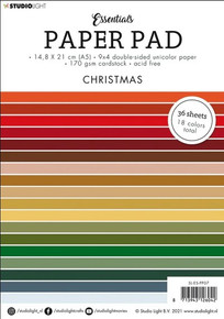Studio Light Essentials Paper Pad 9x4 Double-Sided Unicolor Paper Pad- Christmas