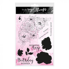 Hunkydory Crafts for The Love of Stamps- Paintdrop Posies- Peony Wishes A5 Stamps Set- FTLS846