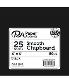 Paper Accents- Smooth Chipboard 6"x6" 50pt- 25 sheets Black