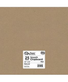 Paper Accents- Smooth Chipboard 12"x12" 32pt- 25 sheets Natural