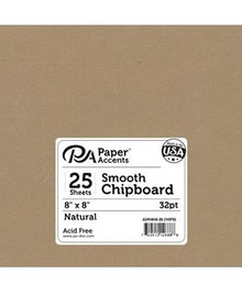Paper Accents- Smooth Chipboard 8"x8" 32pt- 25 sheets Natural