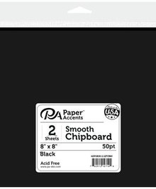 Paper Accents- Smooth Chipboard 8"x8" 90pt- 2 pcs Black