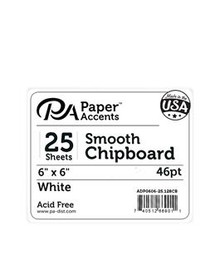 Paper Accents- Smooth Chipboard 6"x6" 46pt- 25 sheets White