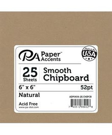 Paper Accents- Smooth Chipboard 6"x6" 52pt- 25 sheets Natural