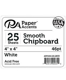 Paper Accents- Smooth Chipboard 4"x4" 46pt- 25 sheets White