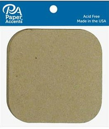 Paper Accents- Chipboard Shapes- Square w/ Round Corners- Kraft 8pc