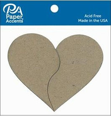 Paper Accents- Chipboard Shapes- Pieces of my Heart- Natural 6pc