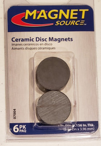 Magnet Source- Ceramic Disc Magnets 1in Dia.- 6 magnets