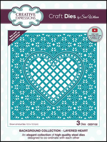 Creative Expressions Dies by Sue Wilson Background Collection- Layered Heart, CED7132