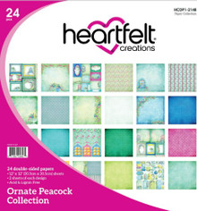 Heartfelt Creations Double-Sided Paper Pad 12"X12" 24/Pkg- Ornate Peacock Collection