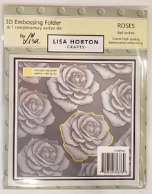 Lisa Horton Crafts- 3D Embossing Folder & 1 outline Die by Lisa- 6"x6"- Roses