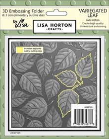 Lisa Horton Crafts- 3D Embossing Folder & 1 outline Die by Lisa- 6"x6"- Variegated Leaf