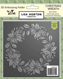 Lisa Horton Crafts- 3D Embossing Folder & 1 outline Die by Lisa- 6"x6"- Christmas Wreath