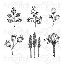 Heartfelt Creations Rubber Cling Stamp Set- Floral Shoppe Accents