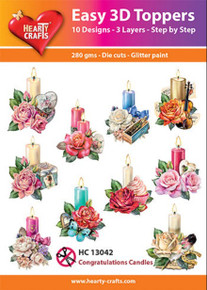 Hearty Crafts- Easy 3D Toppers- 10 designs- Congratulations Candles