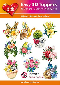 Hearty Crafts- Easy 3D Toppers Spring Feelings- 10 designs