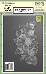 Lisa Horton Crafts- 3D Embossing Folder & 1 outline Die by Lisa- 5"x7"- Tropical Flowers